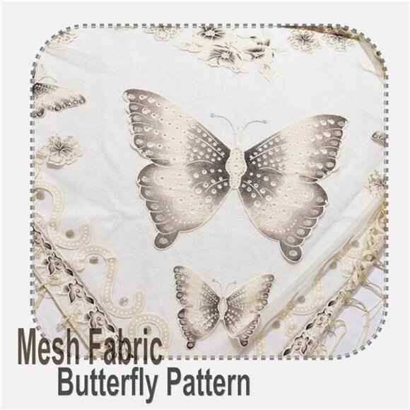 Women’s Elegant Butterfly Print Shawls Wraps Beige - Picture 2 of 6